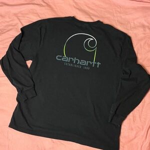 Carhartt Black Long Sleeve Tee with Green Logo